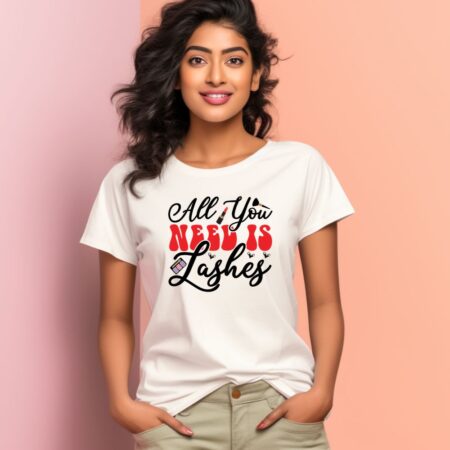Women's All You Need Is Lashes Graphics Printed T-Shirt