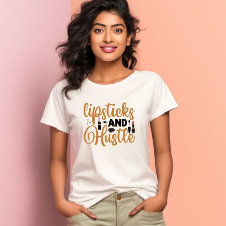 Women's Lipsticks And Hustle Graphics Printed T-Shirt