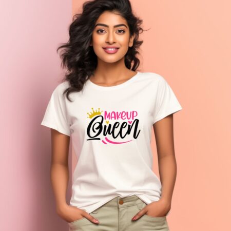 Women's Makeup Queen Graphics Printed T-Shirt