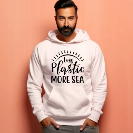 Men's Less Plastic More Sea Graphics Printed Hoodies