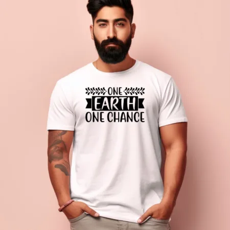 Men's One Earth One Chance Graphics Printed T-Shirt