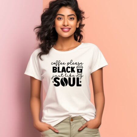 Women's Coffee Just Like My Soul Graphics Printed T-Shirt
