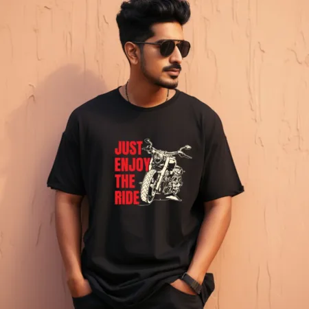 Men's Just Enjoy The Ride Design Printed Oversized T-Shirt