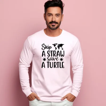 Men's Skip A Straw Save A Turtle Graphics Printed Sweatshirts
