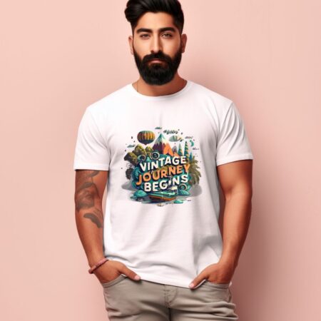 Men's Vintage Journey begins Design Printed T-Shirt