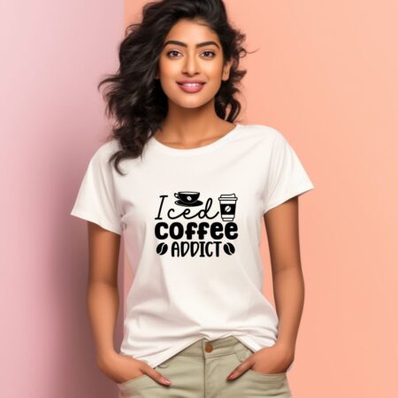 Women's Iced Coffee Addict Graphics Printed T-Shirt