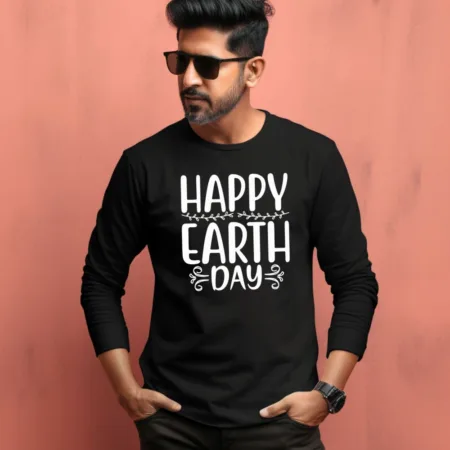 Men's Happy Earth Day Graphics Printed Full Sleeve T-Shirt
