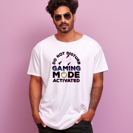 Men's Do Not Disturb Gaming Mode Activated Graphics Printed Oversized T-Shirt