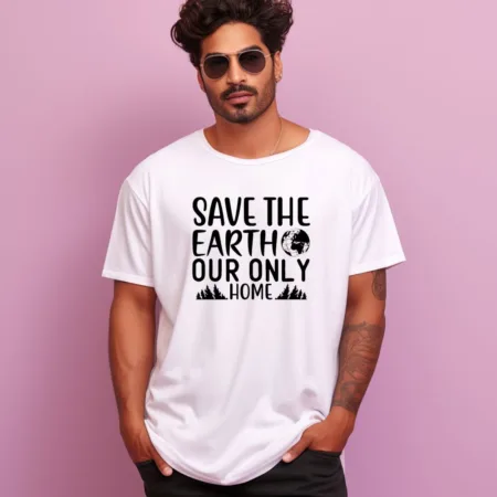 Men's Save The Earth Our Only Home Graphics Printed Oversized T-Shirt