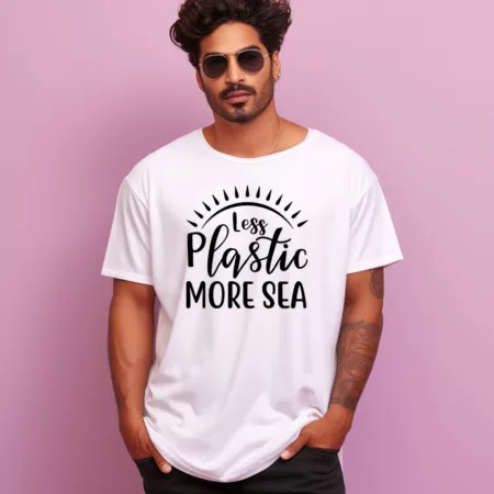 Men's Less Plastic More Sea Graphics Printed Oversized T-Shirt