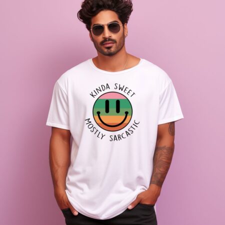 Men's Kinda Sweet Mostly Sarcastic Sarcastic Quotes Oversized T-Shirt