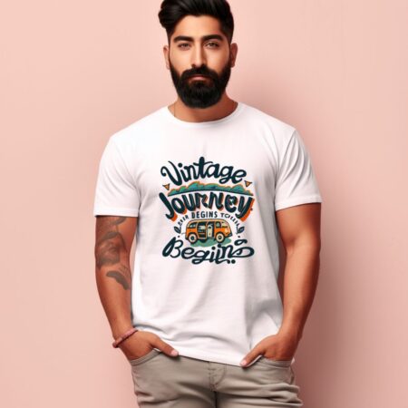 Men's Vintage Journey begins Design Printed T-Shirt
