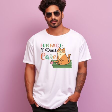 Men's Fun Fact:I Don't Care Sarcastic Quotes Oversized T-Shirt