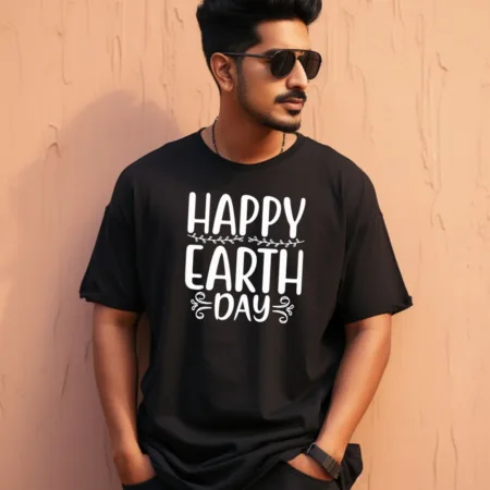 Men's Happy Earth Day Graphics Printed Oversized T-Shirt