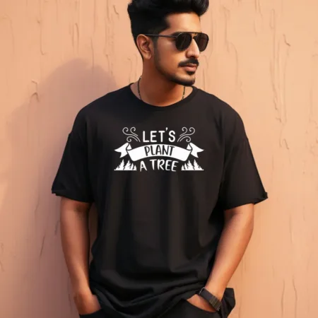 Men's Let's Plant A Tree Graphics Printed Oversized T-Shirt
