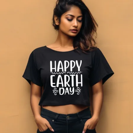 Women's Happy Earth Day Graphics Printed Crop Tops