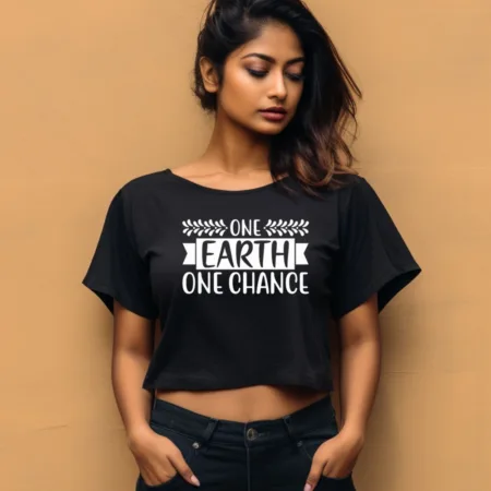 Women's One Earth One Chance Graphics Printed Crop Tops