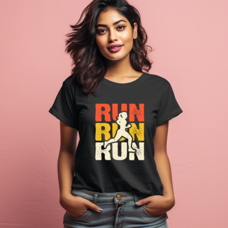 Women's Run Run Run Graphics Printed T-Shirt