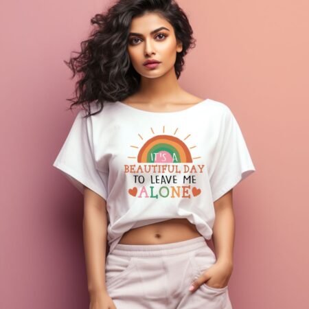 Women's It's A Beautiful Day To Leave Me Alone Sarcastic Quotes Oversized T-Shirt