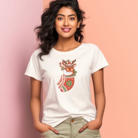 Women's Groovy Christmas Graphics Printed T-Shirt