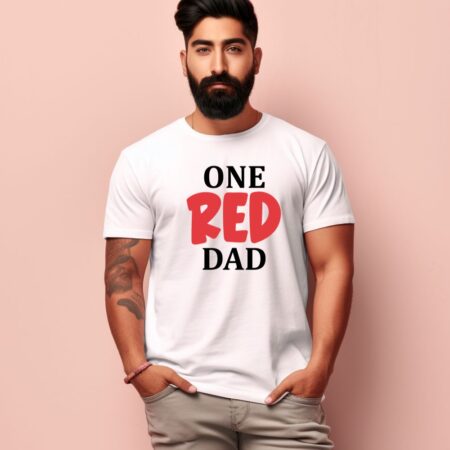 Men's One Red Dad Design Printed T-Shirt