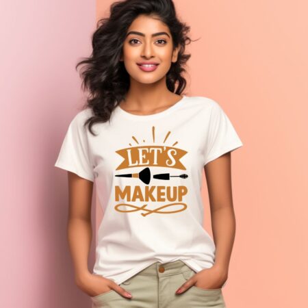 Women's Let's Makeup  Graphics Printed T-Shirt