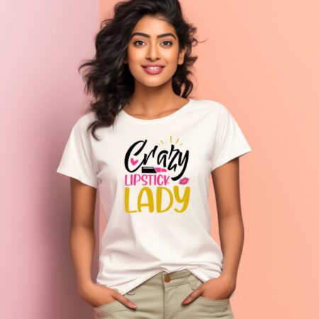 Women's Crazy Lipstick Lady  Graphics Printed T-Shirt