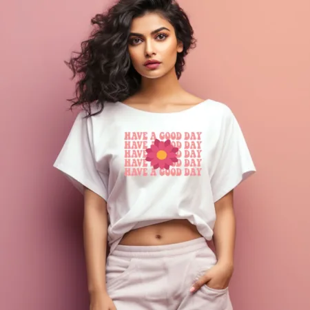 Women's Have A Good Day Quote Printed Oversized T-Shirt