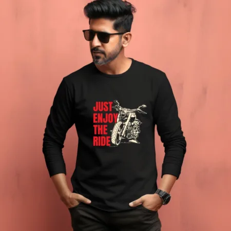 Men's Just Enjoy The Ride Quote Printed Full Sleeve T Shirt