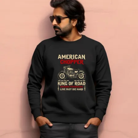 Men's American Chopper King OF Road Superior Performance Live Fast Die Hard Graphics Printed Sweatshirts