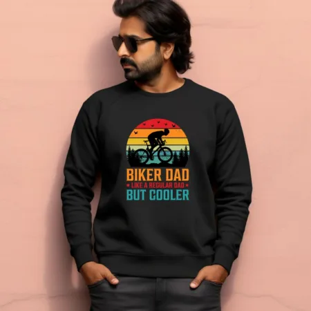 Men's Biker Dad Like A Regular Dad But Cooler Graphics Printed Sweatshirts