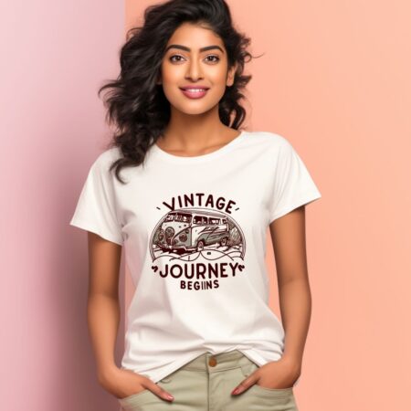 Women's Vintage Journey begins Graphics Printed T-Shirt