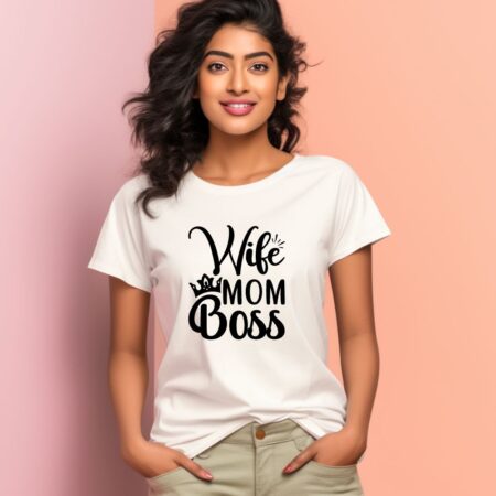 Women's Wife Mom Boss Graphics Printed T-Shirt