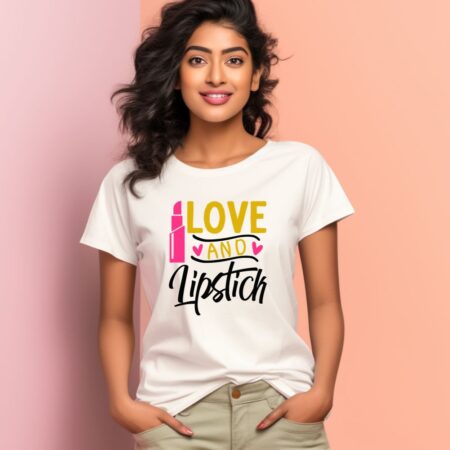 Women's Love And Lipstick Graphics Printed T-Shirt