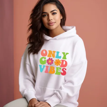 Women's Only Good Vibes Quote Printed Hoodies