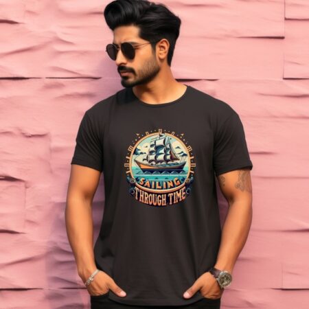 Men's Sailing Through Time Design Printed T-Shirt