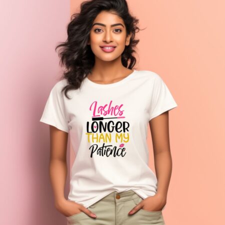 Women's Lashes Longer Than My Patience Graphics Printed T-Shirt