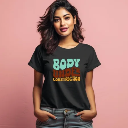 Women's Body Under Construction Graphics Printed T-Shirt