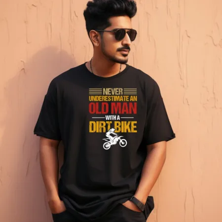 Men's Never Underestimate An Old Man With A Dirt Bike Design Printed Oversized T-Shirt