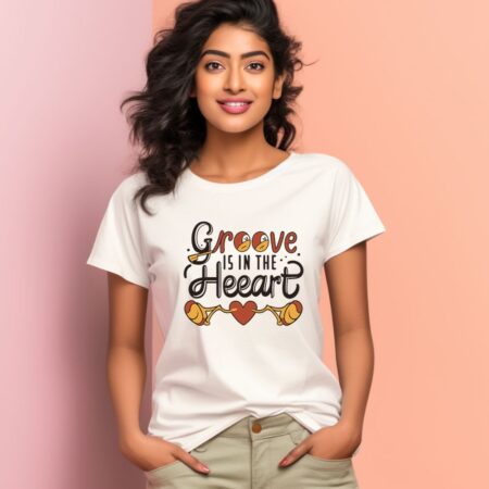 Women's Groove Is In The Heeart Graphics Printed T-Shirt