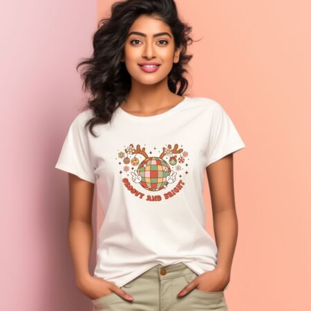 Women's Groovy And Bright Graphics Printed T-Shirt