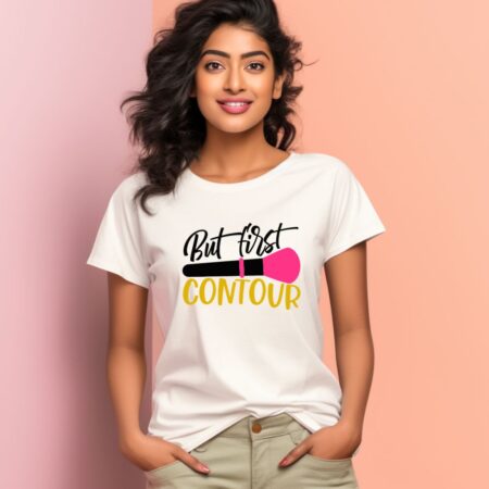Women's But First Contour Graphics Printed T-Shirt