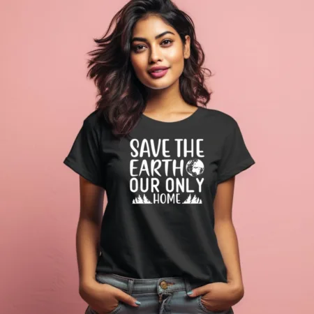 Women's Save The Earth Our Only Home Graphics Printed T-Shirt