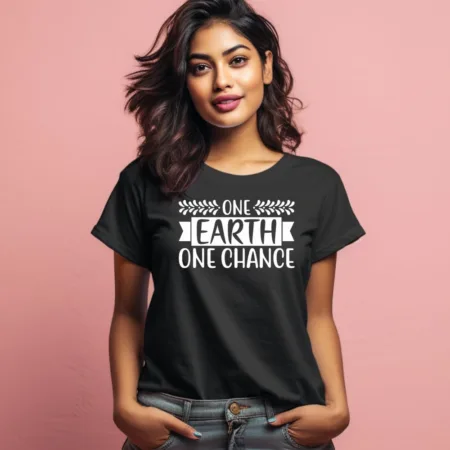 Women's One Earth One Chance Graphics Printed T-Shirt