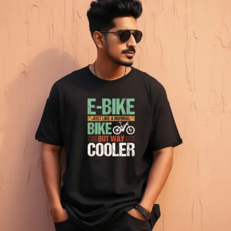 Men's E-Bike Just Like A Normal Bike But Way Cooler Design Printed Oversized T-Shirt