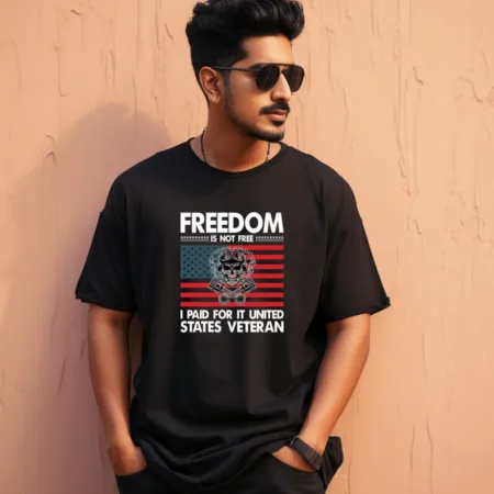 Men's Freedom Is Not Free I Paid For It United States Veteran Design Printed Oversized T-Shirt