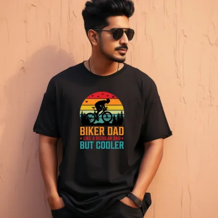 Men's Biker Dad Like A Regular Dad But Cooler Design Printed Oversized T-Shirt