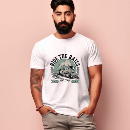 Men's Ride The Rails Design Printed T-Shirt