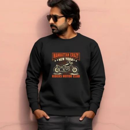 Men's Manhattan Crazy New York Riders Motor Club Graphics Printed Sweatshirts