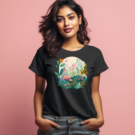 Women's Cute Flower Garden Graphics Printed T-Shirt